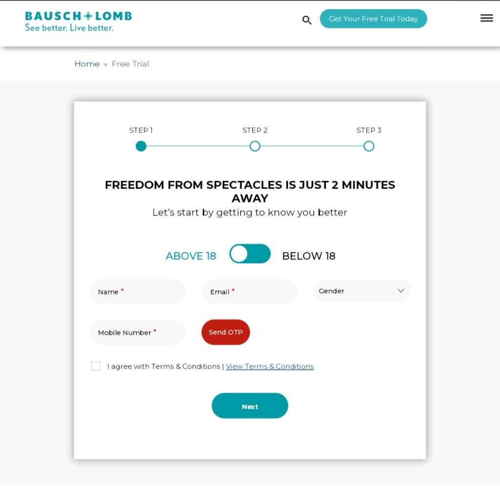 Free Sample : Bausch & Lomb Free Lens