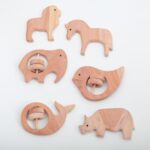 Natural Neem Wood Baby Teether – Handmade Animal Shape Wooden Toy – Non-Toxic, Organic Chew Aid for Teething – Safe for Gums – Biodegradable, Eco-Friendly Gift for Infants & Toddlers (Pack of 6)