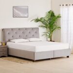 Home Centre Stellar Ora Fabric Queen Bed with Drawer Storage – Grey