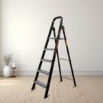 Bonkaso Climb Lite Pro Foldable Aluminium Ladder, Multipurpose Ladder for Home & Office, Anti-Skid Steps, Heavy Duty Platform, 5 Steps, 5 Years Warranty (Black – 165h x 49w Cms)