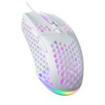 SOLAKAKA Wired Gaming Mouse with Honeycomb Shell,Adjustable 12800 DPI,7 Programmable Buttons,Lightweight Gaming Mice Ergonomic Computer Mouse Gaming for Windows/PC/Mac/Laptop Gamer,White