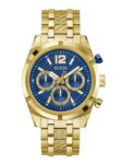 Guess Stainless Steel Analog Blue Dial Men’s Watch-Gw0714G2, Band Color-Gold