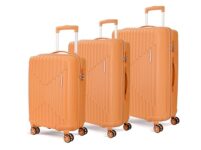 KAMILIANT by American Tourister Savvy|Trolley Bag Set of 3 (55+70+80 cms) for Travel| Hard Case Polypropylene (PP) Suitcase|360° 8-Wheel Spinner Luggage Trolley|Combination Lock|Orange Pastry