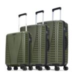 Aristocrat 3 Pc Airpro Set Cabin 55cm(Small) Check-in 66cm(Medium) Check-in 75cm(Large) 8 Wheels Spinner Trolley Bags, Hard Case Luggage, Lightweight Bag & Combination Lock|3 Years Warranty (Green)