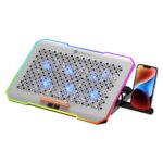 Portronics My Buddy Air Pro Laptop Cooling Pad with 6 Cooling Fans, 5-Level Angle & Height Adjustable, 10 RGB Light Modes, Mobile Stand, USB Powered, for Upto 17 Inch Laptops (Grey)