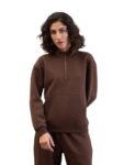 Dark Brown Fleece Front Zipper Sweatshirt