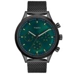 TIMEX Analog Watch for man with Green Round Dial & Black Stainless Steel Mesh Bracelet Band Water Resistant Men’s Wrist Watches – TWHG03SMU25