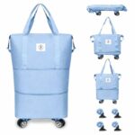 Btag Travel Duffle Bag with Wheels | Convertible Handbag, Trolley & Shoulder Luggage for Clothes | Space-Saving Foldable Travel Companion | Expandable & Waterproof Traveling Bag for Unisex (Ice Blue)