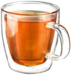 Amazon Brand – Solimo Borosilicate Glass Tea Cup, Double Wall, Heat-Resistant, Crystal-Clear, Ideal for Tea, Coffee and Other Beverages (Set of 4, 170 Ml Each)