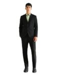 Arrow Tailored Fit 2 piece Suit for Men – Single Breasted Blazer with Trouser, Coat Pant for Men – 40, Black