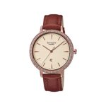 Casio Women Leather Sheen Analog Rose Gold Dial Watch-Sh229, Band Color-Brown