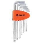 Groz 7 Hexagon Keys with Ball End – SAE| Ideal for automotive, household & industrial applications| S2 Steel Construction| Corrosion Resistant| Conforms to DIN 898 Standard| ALN/HX-BL/7L/SAE/GRZ