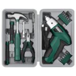 Hi-Spec Cordless Electric Screwdriver, Power Screw Driver Set with Pink Compact Tool Kit for Small Repair and Maintenance- Ideal Housewarming Gift,19 Piece (Green)