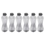 PEARLPET Twist BPA-Free Plastic Water Bottle Set |Lightweight, Leak-Proof & Freezer Safe – Pack of 6 (1000ml Each), Grey