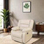 Peachtree Alexandra Manual Recliner for Living Room, Metal Mechanism & Mango Wooden Frame | 3 Year Warranty | Velvet Fabric Sofa for Hall, Office | Padded Armstyle