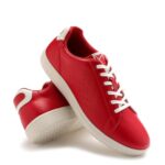 hummel Classic Pinnacle Casual Sneaker for Women Lightweight Breathable with Enhanced Comfort Cushioned Insole and Slip-Resistant Work and Play Casual Shoes- UK 5 Red & Whtie