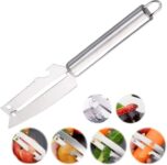 4 in 1 Stainless Steel Vegetable Peeler with Knife, Bottle Opener & Serrated Edge, Multipurpose Fruit and Vegetable Peeling Tool with Hanging Loop, Kitchen Peeler