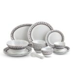 CELLO Lumina Imperial Plus Series Opalware Dinner Set of 33 Pieces For Family of 6 | Bone-Ash Free & Leadfree Opal Glass Microwave & Dishwasher Safe Crockery Plates & Bowls Set For Daily Use & Gifting