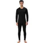 Amul Comfy Men’s Parka Round Neck and Trouser Thermal Set Black