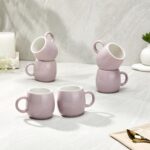 Amazon Brand – Solimo Solid Ovule Lavender Ceramic Tea Cups | Set of 6 | 190ML | Microwave & Dishwasher Safe Coffee Cup | Perfect for Daily Use, Office Parties, and Special Occasions