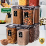 3D METRO SUPER STORE Plastic Grocery Container – 1200 ml(Pack of 6, Transparent, Grey)