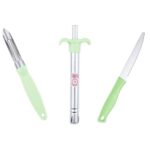 Anjali 3-Piece Kitchen Tool Set – 1 Knife, 1 Peeler, 1 Lighter – Ideal for Cooking, Food Prep, and Various Uses for Home and Kitchen- Green