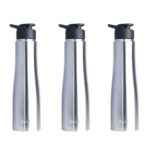 Clazkit Optimus Sporty Stainless Steel Water Bottle 1000ml Set of 3|ISI Certified| Leakproof, Rust-Free, BPA-Free, Durable for College, Fridge, Sports, Gym, Yoga & Office