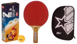 DHS TT Ball 40MM 2 Star Orange (10 Pcs Box) 60 PCS with Smart PRO TT BAT Moon and DHS BAT Cover