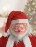 BookMyCostume Rubber Santa Mask for Men | Santa Claus Mask with Red Hat & White Beard | Christmas Party Celebration, School Functions, Stage Performances & Fancy Dress Parties | For Teens & Adults