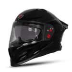 Steelbird SBH-61 SXE Pinlock ISI and Dot Certified Full Face Helmet for Men and Women with Inner Silver Sunshield (580 Medium MM, Glossy Black)