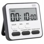 AERYS Digital Kitchen Timer and Stopwatch, Large LCD Display, 24-Hour Countdown, Loud Alarm, Magnetic Back, Retractable Stand, Flashing Light, for Study, Cooking, Office (Black)