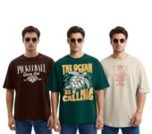 STYLENSE® Cotton Blend Oversized Baggy Fit Drop Shoulder Graphic Printed Half Sleeve T-Shirt Combo for Men (PO3_OSM_LFBSW_PKBBR_TOIBB_XL)