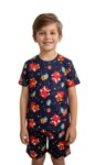 Ninos Dreams Half Sleeves Reindeer Printed Tshirt & Shorts-Navy Blue