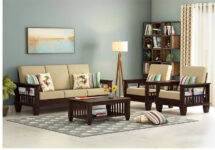 CLANECRAFT Solid Sheesham Wood Five Seater Sofa Set For Living Room/ Office | Fabric 3 + 1 + 1 Sofa Set(Walnut Finish 1, DIY(Do-It-Yourself))