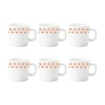 Larah by Borosil Gardenia Opalware Tea/Coffee Cup Set | 6 pcs Set, 100 ml Each | Microwave & Dishwasher Safe, Bone-Ash Free | Crockery Set Ideal for Daily Use & Gifting | White