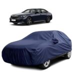 Sulfar 100% Water Resistant Car Body Cover Compatible with Mirror for BMW i5(Electric) (Triple Stitched, Full Bottom Elastic, Navy Blue)
