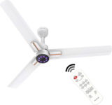 Polycab Wizzy Neo LED 2.0100% CopperHigher Air DeliveryLED Indicator with 3 Year Warranty BLDC Motor with Remote 1200 mm Ceiling Fan(5 Star | White Rosegold | Pack of 1)