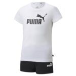 Puma Girl’s Logo Tee & Shorts Set, Puma White, 116