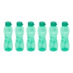 PEARLPET Trinity BPA-Free Plastic Water Bottle Set |Lightweight, Leak-Proof & Freezer Safe – Pack of 6 (1000ml Each), Green
