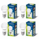 Crompton Dyna Ray LED Bulb | 5W | Cool Day Light | B22 Base | 180 Degree Coverage | 4kV Surge Protection | 440V High Voltage Protection | Pack of 4