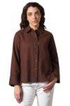 High Star Women Oversized Spread Collar Long Sleeves Solid Shirts 39