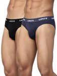 Levi’s Men’s Cotton Brief (Pack of 2) (PR79946_Black, Navy Melange_Large_Multicolour_L)