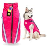 A+a Pets’ Luxurious Rain & Wind’ Jacket for Dogs | 27″ Length | Recommended Non Slip Coat for Rain & Snow | Full Body Coverage with Leash Opening | Warm & Comfortable (Pink, 5XL)