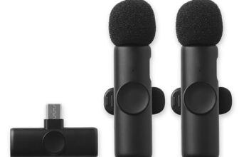 JUAREZ K11 Wireless Microphone 1-Drag-2 Mini Lavalier Mic – HD Voice, Noise Reduction, Dual Clip-On Mics for Mobile Phones, Vlogging, Interviews, YouTube & Audio/Video Recording