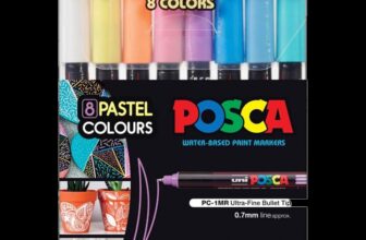 uni-ball POSCA 1MR 0.9-1.3 mm Bullet Shaped Soft Colors | Reversible Tip Markers(Set of 8, Multicolor)