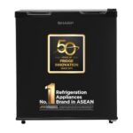 SHARP 50L 2 Star Mini Direct Cool Single Door Refrigerator |Japan 7 Shield Protection|Toughened Glass shelves (Metal Black, SJ-MRW055N3-PKS)