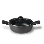 Bergner Senator Die-Cast Non-Stick Kadai With Glass Lid, 20cm, 2.5 Litres, , Black