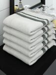 Athom Living Ecosaviour Premium Cotton Bath Towel Pearl White (Pack of 5)