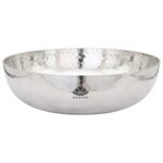 KESAR KUNJ Sandwich Bottom Heavy Guage Stainless Steel Kadhai Cookware, Tasla (Without Handle),2500 ml (Size 12)