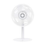 Lumo Rechargeable Table Fan for Home | Portable Battery Fan with 6000 mAh Battery | 4 Speed Modes, 180° Rotation, Adjustable Height | Magnetic Remote & LED Light, Type-C Charging | White